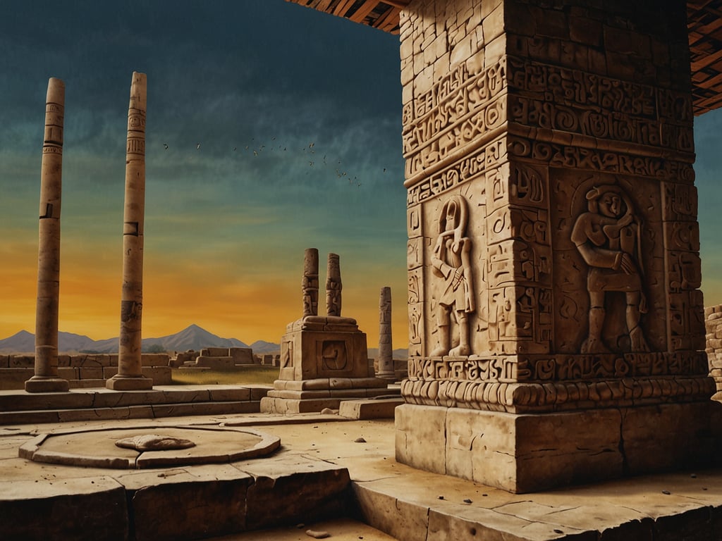 Auf dem Bild sind antike Ruinen mit Skulpturen und Säulen zu sehen, die an eine alte Zivilisation erinnern. Diese Atmosphäre könnte an Orte wie den Karnak-Tempel in Ägypten oder die Ruinen von Machu Picchu in Peru erinnern. Wenn du an archäologischen Stätten und der Geschichte interessiert bist, solltest du folgende Museen nicht verpassen:

1. **Das Ägyptische Museum in Kairo** – Hier findest du eine riesige Sammlung antiker ägyptischer Artefakte, darunter viele Gegenstände aus dem Grab von Tutanchamun.

2. **Das British Museum in London** – Dieses Museum beherbergt eine Vielzahl von Antiquitäten aus verschiedenen Kulturen, darunter die Rosetta Stone und Exponate aus Ägypten.

3. **Das Metropolitan Museum of Art in New York** – Es bietet eine umfassende Sammlung von Kunst und Artefakten aus vielen Kulturen, einschließlich einer umfangreichen Sammlung ägyptischer Kunst.

4. **Das Museo Nacional de Antropología in Mexiko-Stadt** – Ein Muss für Fans der mesoamerikanischen Kultur mit bedeutenden Ausstellungen zu den Azteken und Mayas.

Diese Museen ermöglichen es dir, tief in die Geschichte und Kultur vergangener Zivilisationen einzutauchen.