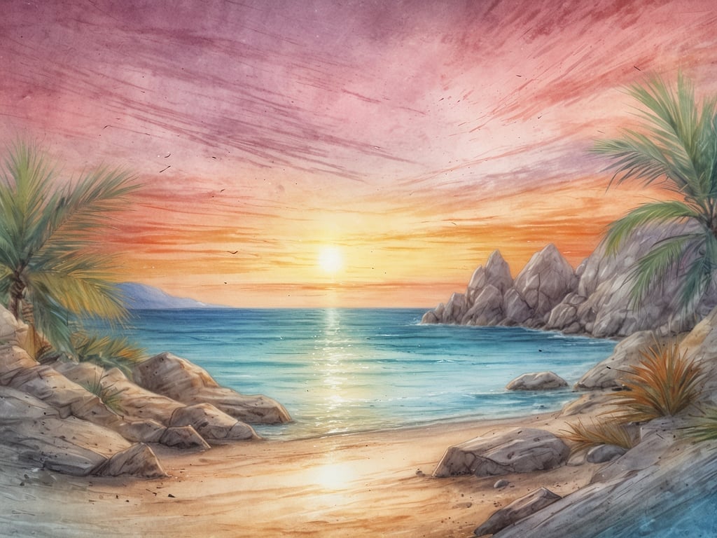 Auf dem Bild ist eine malerische Küstenlandschaft zu sehen, die sich perfekt für Naturliebhaber eignet. Der Sonnenuntergang ist in warmen Farben gehalten und reflektiert sich im Meer, während die sanften Wellen gegen die Felsen schlagen. 

Diese Szenerie erinnert an einige der besten Strände für Naturliebhaber, wie zum Beispiel:

1. **Playa Paraiso, Kuba** - Ein einsamer Strand mit feinem, weißen Sand und kristallklarem Wasser, umgeben von üppiger Vegetation.
2. **Zlatni Rat, Kroatien** - Diese einzigartige Landzunge ist von klaren Gewässern umgeben und bietet atemberaubende Ausblicke sowie gute Möglichkeiten zum Schnorcheln.
3. **Anse Source d'Argent, Seychellen** - Berühmt für seine rosa Granitfelsen und den feinen Sandstrand, ist dieser Ort ein wahres Paradies für Naturliebhaber.

Diese Strände bieten nicht nur eine atemberaubende Landschaft, sondern auch eine ruhige Atmosphäre, die ideal ist, um die Schönheit der Natur zu genießen.