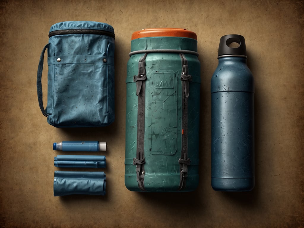 Auf dem Bild sind verschiedene Camping- und Reisearikel zu sehen, die für einen Trip nach Neusüdwales nützlich sein könnten. Hier ist eine Packliste für deine Reise:

1. **Rucksack**: Für das Transportieren von persönlichen Dingen und Ausrüstung.
2. **Kühlbox**: Zum Aufbewahren von Lebensmitteln und Getränken.
3. **Wasserflasche**: Für ausreichend Trinkwasser während der Aktivitäten.
4. **Taschenlampe**: Für nächtliche Erkundungen oder Campingbedarf.
5. **Regenjacke**: Um dich vor plötzlichem Wetter zu schützen.
6. **Kleidung**: Bequeme und wetterfeste Kleidung.
7. **Sonnenschutz**: Um dich vor der starken Sonne zu schützen.
8. **Erste-Hilfe-Set**: Für Notfälle während der Reise.
9. **Karte und Kompass**: Zur Orientierung in der Natur.
10. **Snacks**: Für den kleinen Hunger während der Erkundungen.

Vergiss nicht, die Eigenschaften und das Klima in Neusüdwales zu berücksichtigen, um bestens vorbereitet zu sein!