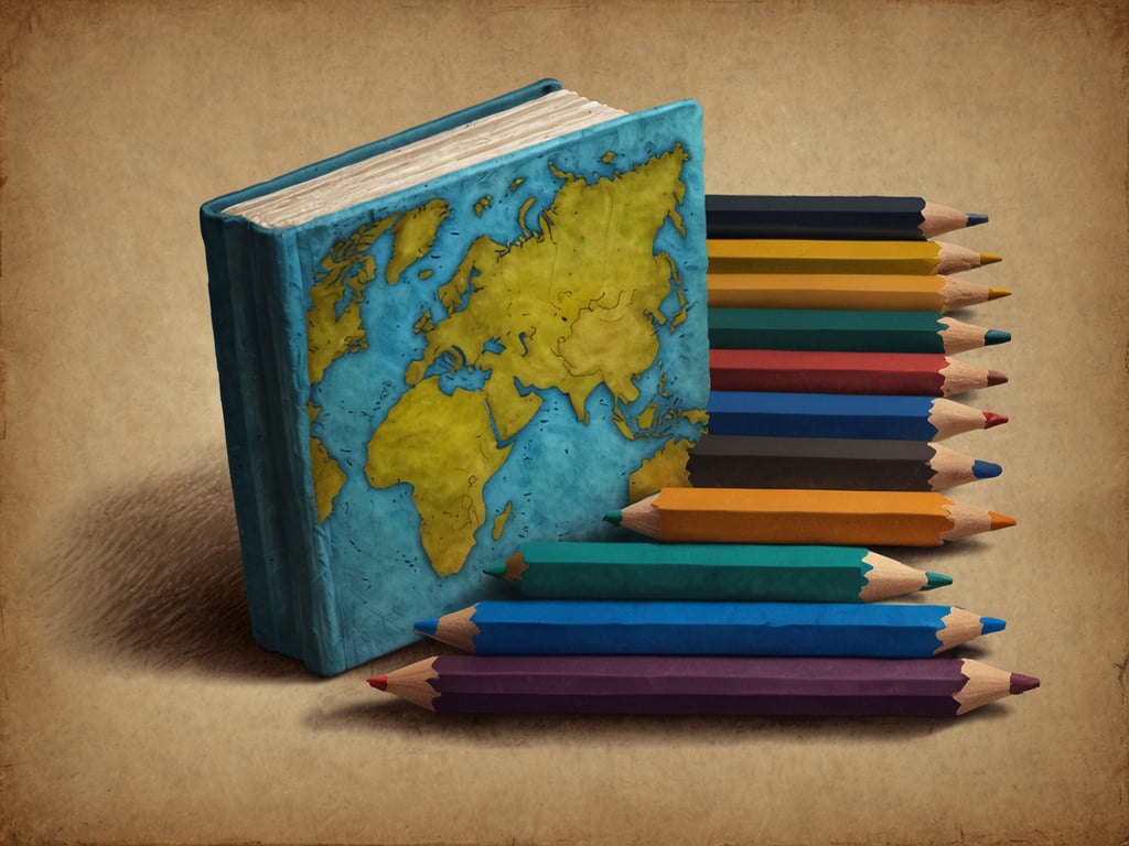 Auf dem Bild ist ein Buch mit einer Weltkarte auf dem Einband zu sehen, das anscheinend einen geografischen oder reisebezogenen Inhalt hat. Daneben liegen mehrere Buntstifte in verschiedenen Farben, die darauf hindeuten, dass kreatives Arbeiten oder Zeichnen im Zusammenhang mit dem Thema des Buches möglich ist. 

Für eine optimale Buchungszeit und -strategie ist es ratsam, etwa sechs bis acht Wochen im Voraus zu buchen, um die besten Angebote zu sichern. Flexibilität bei den Reisezeiten kann ebenfalls helfen, günstigere Optionen zu finden. Mögliche Rabattaktionen und Sonderangebote sollten ebenfalls in Betracht gezogen werden, um zusätzlich zu sparen.