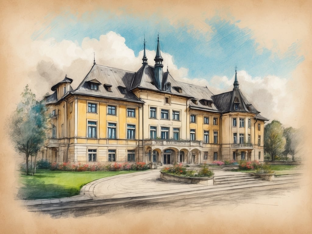 Auf dem Bild ist ein historisches Gebäude zu sehen, das architektonisch ansprechend gestaltet ist. Es hat mehrere Türme und eine auffällige Fassade in einem gelben Farbton, umgeben von gepflegten Gärten und Bäumen. 

So liegen die Pfingstferien für die Schulen in Bayern 2024: Die Pfingstferien beginnen am Montag, den 27. Mai 2024, und enden am Freitag, den 31. Mai 2024.