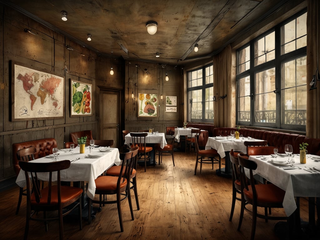Auf dem Bild ist ein stilvoll eingerichteter Restaurantbereich zu sehen, der an die kulinarischen Höhepunkte des Söl'ring Hofs erinnert. Die warmen Holztöne und die ansprechende Atmosphäre schaffen eine einladende Umgebung, die das Zusammenspiel von Tradition und Moderne widerspiegelt.

Typische Gerichte, die man in einem Restaurant wie dem Söl'ring Hof erwarten könnte, sind exquisite Feinschmecker-Menüs mit regionalen Zutaten, innovative Interpretationen klassischer Gerichte sowie köstliche Desserts, die mit viel Liebe zum Detail zubereitet werden. Die Präsentation der Speisen auf schön gedeckten Tischen unterstreicht den Genuss und die Freude am Essen, was den Besuch zu einem unvergesslichen Erlebnis macht.