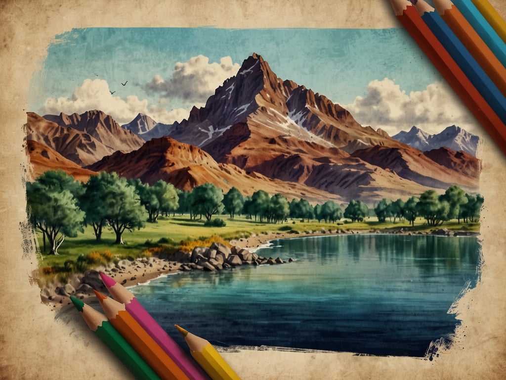 Auf dem Bild ist eine malerische Landschaft zu sehen, die Berge, einen See und üppiges Grün zeigt. Diese Art von Szenerie könnte eine beliebte Touristenattraktion in einem Gebirgs- oder Naturpark darstellen, ideal für Outdoor-Aktivitäten wie Wandern, Fotografieren und Entspannen in der Natur.