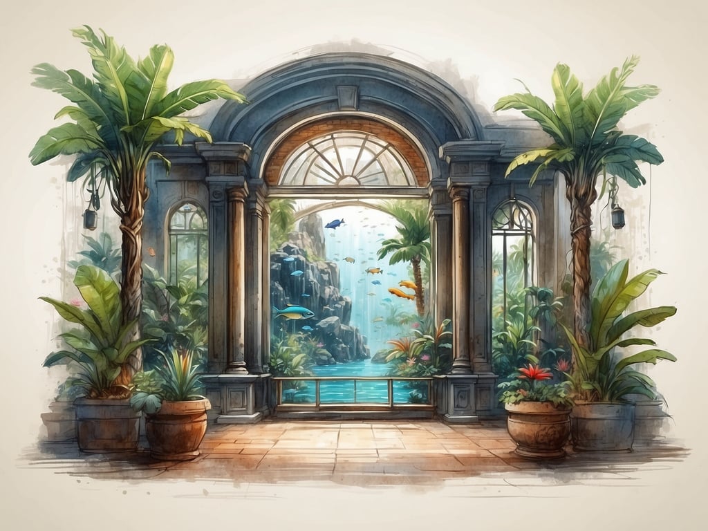 Auf dem Bild ist eine malerische Innenansicht eines Gewächshauses oder einer Veranda zu sehen, durch die man auf ein tropisches Paradies mit einem Wasserfall und einem klaren Pool blicken kann. Umgeben von üppigen Pflanzen und Blumen wirkt der Ort sehr einladend und entspannend.

Praktische Informationen und Öffnungszeiten kann ich leider nicht bereitstellen, da ich die Absichten des Bildes nicht kenne. Falls es sich um eine echte Einrichtung handelt, empfehle ich, die lokale Webseite oder Kontaktinformationen für spezifische Details zu konsultieren.
