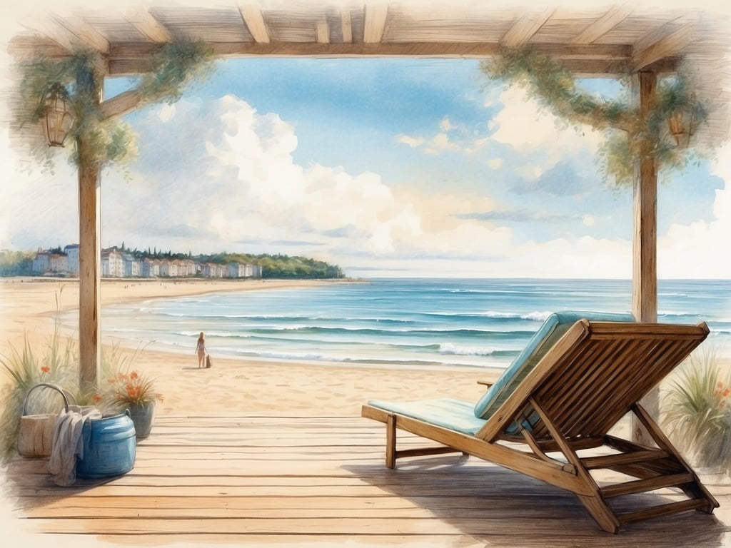 Auf dem Bild ist eine schöne Aussicht auf einen Strand an der Ostsee zu sehen. Im Vordergrund steht ein Liegestuhl auf einer Terrasse, von wo aus man das Meer und den Sandstrand betrachten kann. Eine Person geht am Strand entlang, und die Umgebung wirkt ruhig und einladend.

Wenn du einen Urlaub an der polnischen Ostsee planst, beachte Folgendes:

1. **Wetterbedingungen:** Informiere dich über die örtlichen Wetterbedingungen, um die beste Reisezeit zu wählen.
2. **Unterkünfte:** Buche frühzeitig, insbesondere in der Hochsaison, um die besten Angebote zu erhalten.
3. **Aktivitäten:** Plane Aktivitäten wie Schwimmen, Radfahren oder Besuche in lokalen Sehenswürdigkeiten.
4. **Essen:** Probiere lokale Spezialitäten in den Restaurants. Die polnische Küste hat viel zu bieten.
5. **Sicherheit:** Achte auf die Sicherheit im Wasser und respektiere lokale Schwimmrichtlinien.

Mit diesen Tipps kannst du deinen Urlaub optimal genießen!