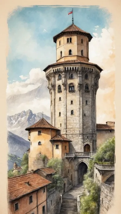 Von Türmen und Aussichten: Der Pulverturm über den Dächern von Meran