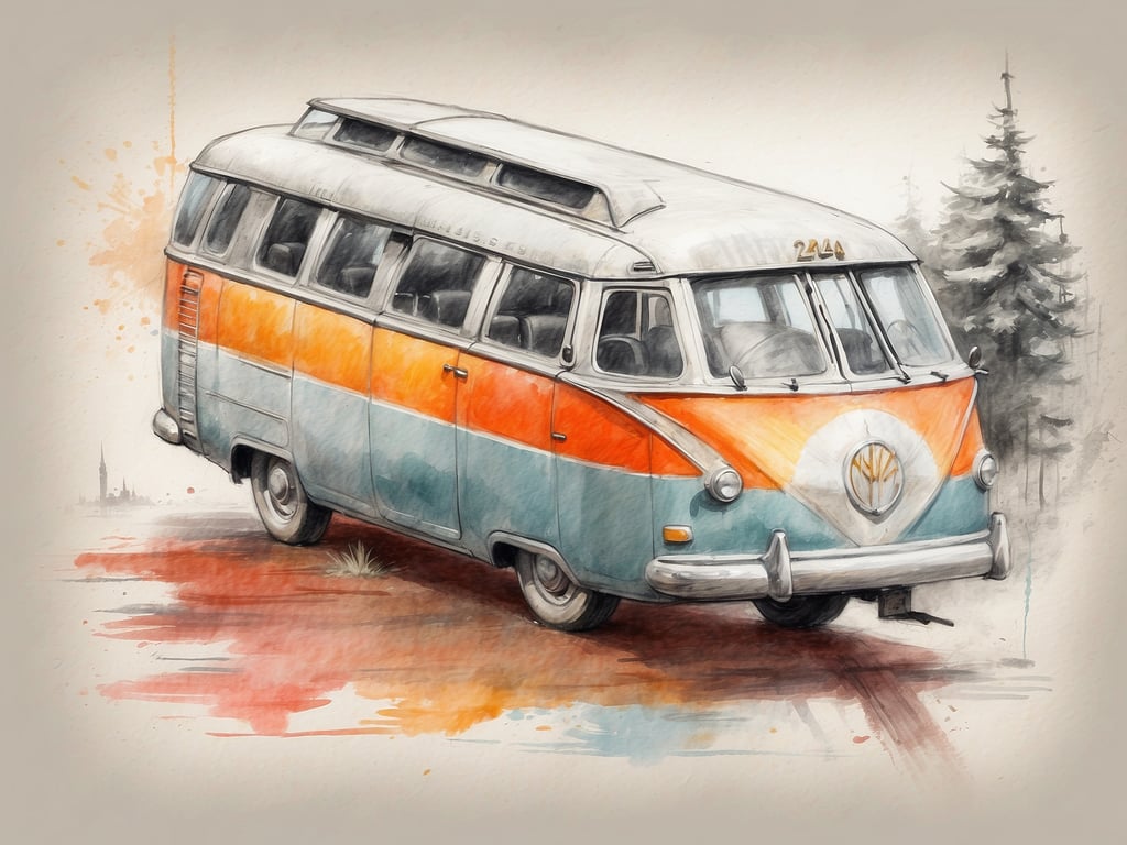 Auf dem Bild ist ein stilisierter, farbenfroher VW-Bus zu sehen, der in einer Aquarelltechnik dargestellt ist. 

Bezüglich der Center Parcs sind die Preise in der Regel am günstigsten außerhalb der Hauptreisezeiten, insbesondere in der Nebensaison und in der Woche. Frühbucherangebote und Last-Minute-Deals können ebenfalls zu niedrigeren Preisen führen. Es lohnt sich, Preise zu vergleichen und verschiedene Zeiträume zu prüfen.