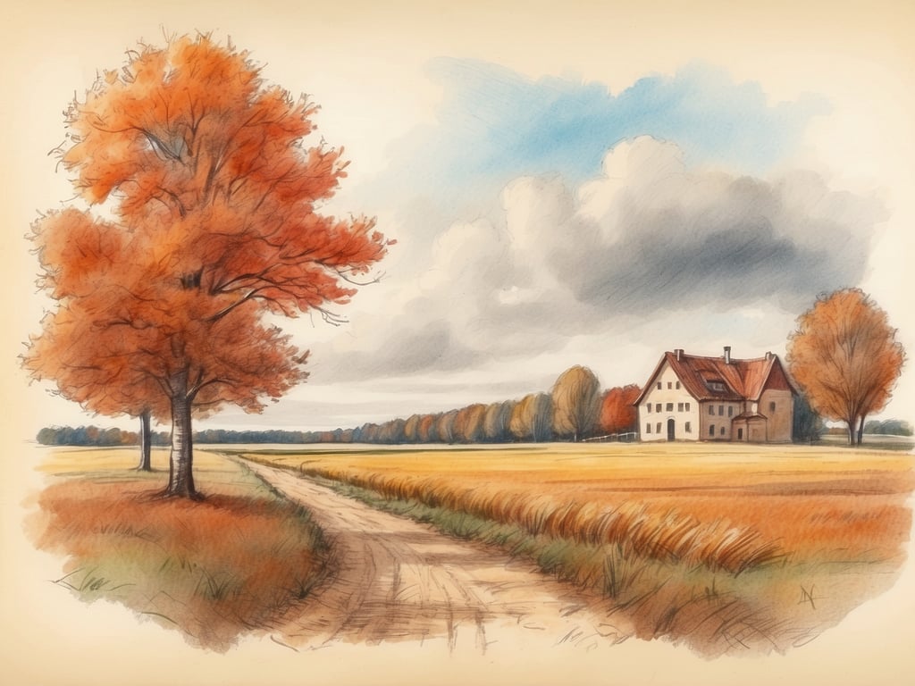 Auf dem Bild sind lebendige Herbstfarben zu sehen, mit orangefarbenen Bäumen, einem Feld und einem Haus. Es vermittelt eine ruhige, ländliche Atmosphäre.

Die Herbstferien in Brandenburg 2024 sind von Montag, den 21. Oktober, bis Freitag, den 1. November 2024.