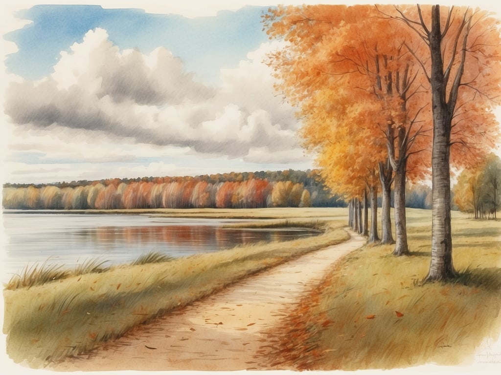 Auf dem Bild ist eine malerische Landschaft zu sehen, die von bunten Herbstbäumen gesäumt ist. Ein ruhiger Weg führt entlang eines Gewässers unter einem bewölkten Himmel.

Die Herbstferien in Mecklenburg-Vorpommern 2024 sind vom 14. bis 25. Oktober.