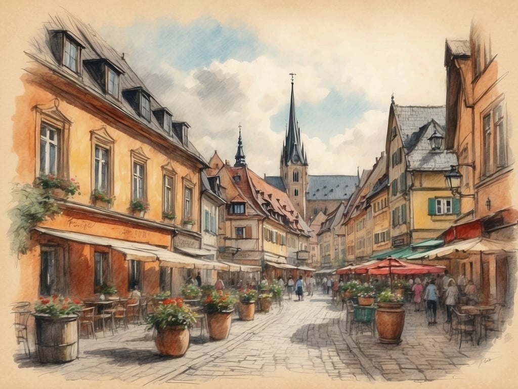 Auf dem Bild ist eine malerische Straße in einem historischen Stadtviertel zu sehen. Die Straße ist gesäumt von schönen Gebäuden mit bunten Fassaden und hat zahlreiche Tische und Stühle, die zum Verweilen einladen. Es gibt auch große Pflanzgefäße mit Blumen und ein paar Menschen, die spazieren gehen oder an den Tischen sitzen. Am Ende der Straße ist ein hoher Kirchturm sichtbar.

Die Pfingstferien in Sachsen 2024 sind vom 18. Mai bis zum 2. Juni.