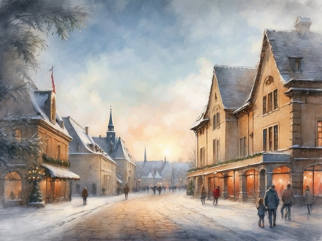 Auf dem Bild ist eine winterliche Stadtansicht zu sehen, die mit Schnee bedeckt ist. Es sind Häuser im historischen Stil abgebildet, und es scheinen Menschen auf der Straße zu spazieren. Die Stimmung ist festlich und gemütlich, passend zur Winterzeit.

Die Weihnachtsferien in Brandenburg 2024 sind vom 23. Dezember 2024 bis zum 5. Januar 2025.
