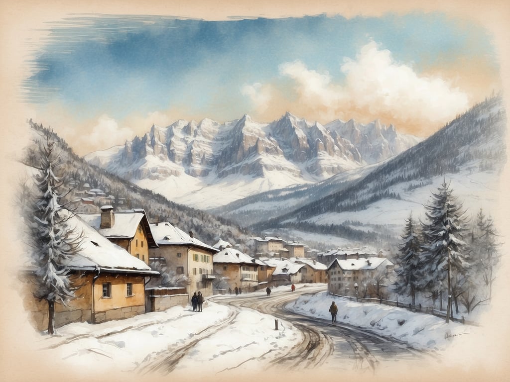 Auf dem Bild ist eine winterliche Landschaft zu sehen, die von schneebedeckten Bergen und einem kleinen Dorf in einem Tal geprägt ist. Die Gebäude sind von Schnee umgeben, und es gibt einige Personen, die die Straße entlanggehen. Der Himmel ist hell mit einigen Wolken.

Die Winterferien in Baden-Württemberg 2024 sind vom 25. Februar bis zum 10. März.