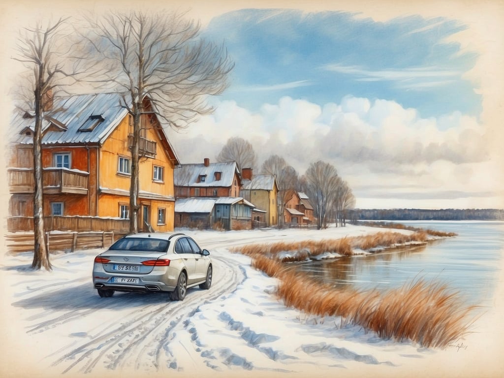 Auf dem Bild ist eine winterliche Landschaft zu sehen, mit einem schneebedeckten Weg, an dem einige Häuser stehen. Ein Auto fährt in Richtung Wasser, das am Rand der Szene sichtbar ist, umgeben von schneebedeckten Ufern und vereinzelten Bäumen.

Die Winterferien in Mecklenburg-Vorpommern 2024 sind vom 29. Januar bis zum 3. Februar 2024.