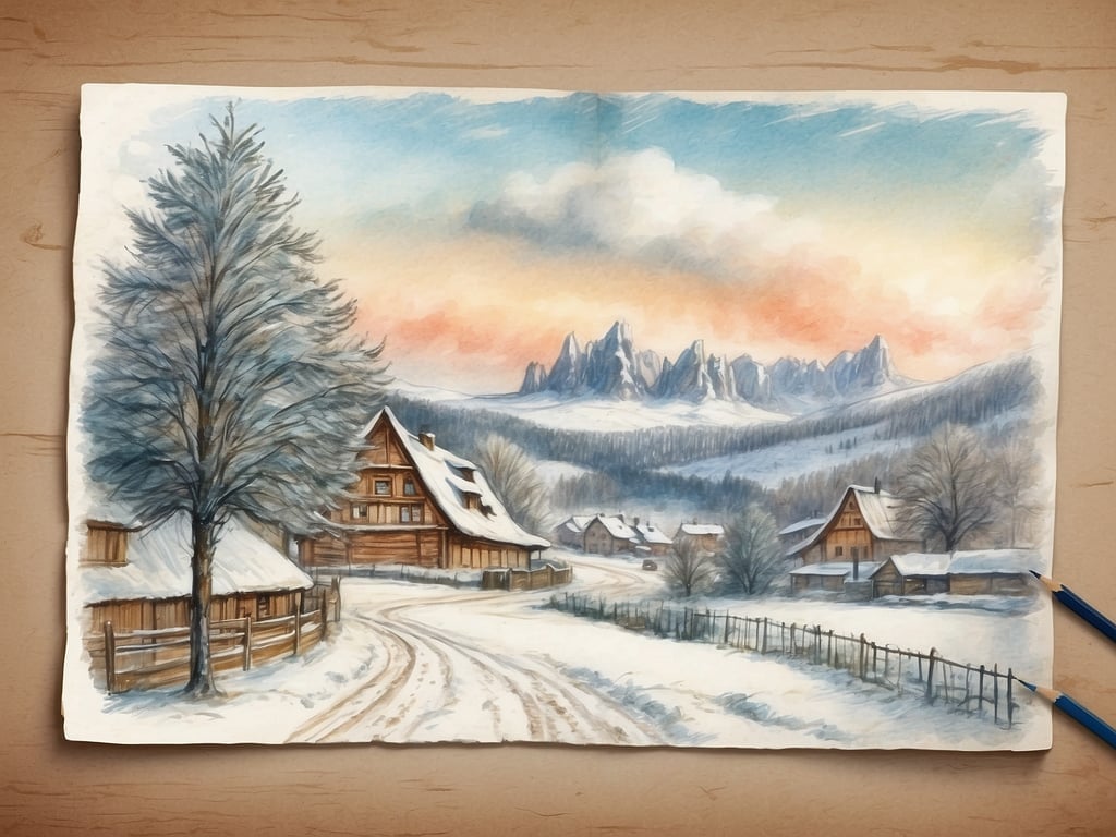 Auf dem Bild ist eine winterliche Landschaft zu sehen, die mit schneebedeckten Weiden, Bäumen und gemütlichen Häusern dargestellt ist. Im Hintergrund erheben sich bergige Landschaften unter einem farbenfrohen Himmel.

Die Winterferien in Niedersachsen 2024 sind vom 22. Dezember 2024 bis zum 5. Januar 2025.