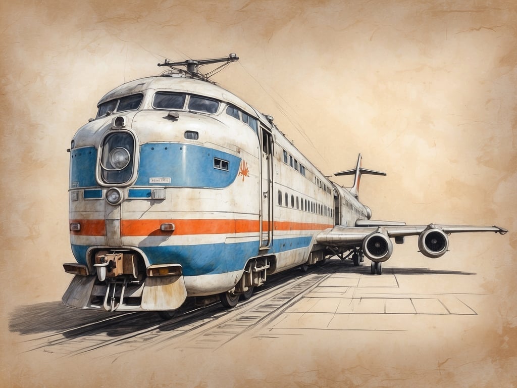 Auf dem Bild ist ein Fahrzeug zu sehen, das sowohl Merkmale eines Zuges als auch eines Flugzeugs aufweist. Es könnte sich um eine künstlerische Darstellung handeln, die beide Verkehrsmittel kombiniert.

Zu deiner Frage: **Wann zahlt Reiserücktrittsversicherung?** Die Reiserücktrittsversicherung leistet in der Regel, wenn ein Reisender aus bestimmten Gründen nicht zu seiner gebuchten Reise antreten kann. Dazu zählen unter anderem unerwartete Ereignisse wie Krankheit, Unfall oder Todesfall in der Familie. Es ist wichtig, die Bedingungen der jeweiligen Versicherung zu prüfen, da sie je nach Anbieter variieren können.