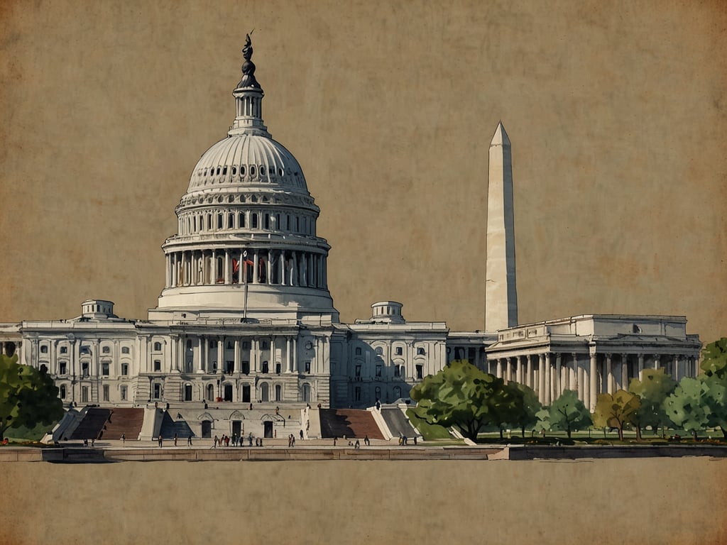 Auf dem Bild ist das Kapitol in Washington, D.C. zu sehen, zusammen mit dem Washington Monument im Hintergrund. Was ist die Hauptstadt der USA? Die Hauptstadt der USA ist Washington, D.C.