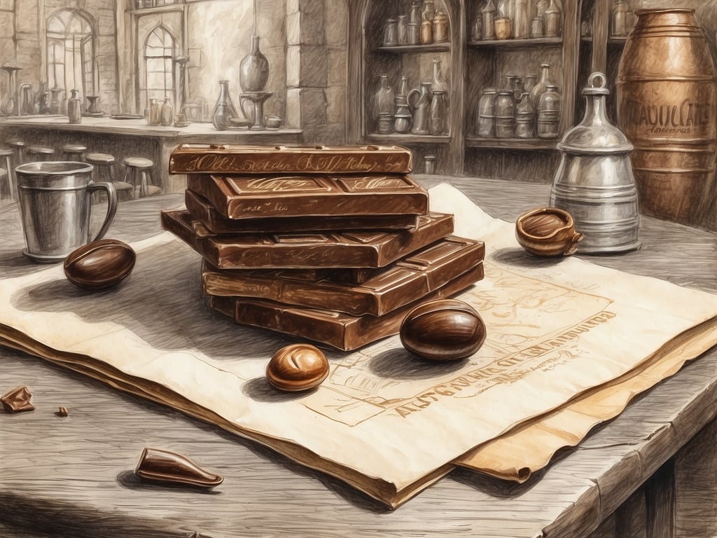 Auf dem Bild sind verschiedene Schokoladenstücke und einige Schokoladengebilde auf einem Tisch zu sehen. Die Szene wirkt rustikal mit einem Hintergrund, der an eine alte Werkstatt oder ein Café erinnert.

In Belgien kann man die berühmte belgische Schokolade genießen und zahlreiche Schokoladengeschäfte besuchen. Man kann auch an Schokoladentouren teilnehmen, um mehr über die Herstellung von Schokolade zu lernen, oder lokale Schokoladenfeste besuchen. Zudem bieten viele Städte, wie Brügge und Antwerpen, malerische Cafés, in denen man Schokolade und andere süße Leckereien probieren kann.