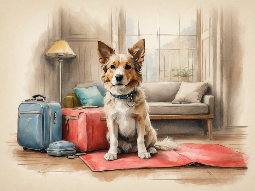 Auf dem Bild ist ein Hund zu sehen, der vor Koffern sitzt, was darauf hinweist, dass eine Reise bevorsteht. 

Wenn du mit deinem Hund nach Italien verreisen möchtest, solltest du folgendes beachten:

1. **Reisevorbereitungen**: Stelle sicher, dass dein Hund geimpft ist, insbesondere gegen Tollwut. Eine EU-Heimtierausweis ist erforderlich.

2. **Unterkünfte**: Überprüfe, ob deine Unterkunft hundefreundlich ist. Viele Hotels und Ferienwohnungen heißen Haustiere willkommen, aber es ist wichtig, dies im Voraus zu klären.

3. **Transport**: Informiere dich über die Transportmöglichkeiten. Ob du mit dem Auto, Flugzeug oder Zug reist, es gibt spezifische Vorschriften für die Mitnahme von Hunden.

4. **Gesundheit**: Nimm eine Reiseapotheke für deinen Hund mit und stelle sicher, dass er ausreichend Wasser und Futter hat.

5. **Umgebung**: Achte auf hundefreundliche Orte und Strände in der Nähe deines Reiseziels.

6. **Sicherheit**: Lass deinen Hund nicht ohne Leine laufen, besonders an öffentlichen Orten oder in der Nähe von Straßen.

7. **Hygiene**: Nimm genügend Kotbeutel mit, um die Hinterlassenschaften deines Hundes zu entsorgen.

Mit diesen Tipps kannst du sicherstellen, dass dein Urlaub mit Hund in Italien angenehm wird!