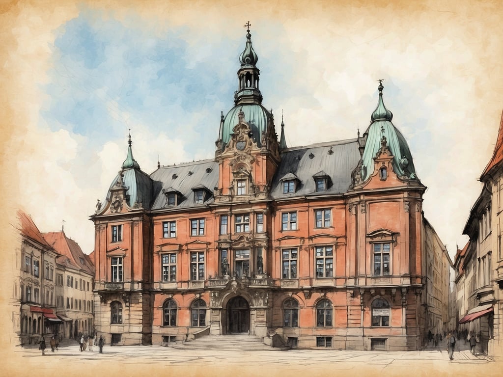 Auf dem Bild ist ein historisches Gebäude zu sehen, das wahrscheinlich ein Rathaus oder ein ähnliches öffentliches Gebäude darstellt. In Bremen sollte man vor allem das Bremer Rathaus besichtigen, das für seine beeindruckende Architektur und seine UNESCO-Weltkulturerbe-Status bekannt ist. Zudem sind der Roland und der Marktplatz unbedingt sehenswert.