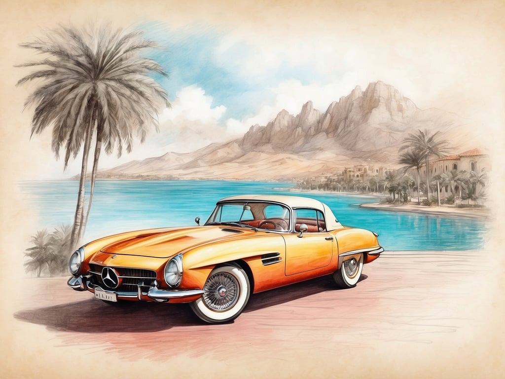 Auf dem Bild ist ein orangefarbenes Auto zu sehen, das an einem schönen Küstenort mit Palmen und Bergen im Hintergrund geparkt ist. Der Ort vermittelt ein Gefühl von Urlaub und Entspannung. 

Was sind die schönsten Kreuzfahrten? Dazu zählen oft Reisen zu exotischen Destinationen, wie der Karibik, dem Mittelmeer oder den Fjorden Norwegens, wo man die Schönheit der Natur und die Kultur verschiedener Länder erleben kann.