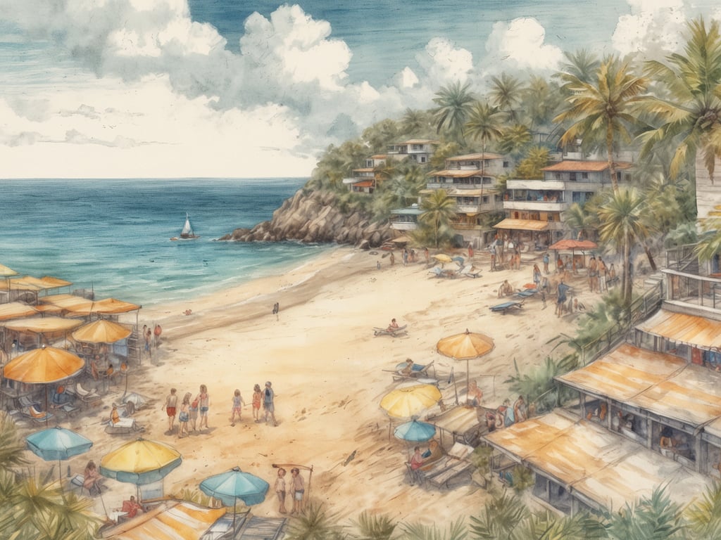 Auf dem Bild ist ein malerischer Strand mit Sonnenliegen und Sonnenschirmen zu sehen. Es gibt Menschen, die sich am Strand aufhalten und eine Segeljacht im Hintergrund auf dem Wasser.

Was sollte man auf Madeira nicht tun? 

1. **Nicht die lokalen Gesetze ignorieren**: Es ist wichtig, sich an die Regeln und Vorschriften der Insel zu halten, um respektvoll mit der Kultur umzugehen.

2. **Kein Müll hinterlassen**: Die Umwelt ist wichtig, also sollte man seinen Abfall immer mitnehmen und keinen Müll am Strand lassen.

3. **Nicht die Wanderwege verlassen**: Madeira hat viele schöne Wanderwege, aber es ist gefährlich, abseits der markierten Wege zu gehen.

4. **Nicht zu spät schwimmen gehen**: Es ist ratsam, bei Dunkelheit nicht ins Wasser zu gehen, da die Sicht eingeschränkt sein kann.

5. **Nicht die lokale Küche verpassen**: Vermeiden Sie es, nur internationale Restaurants zu besuchen, und probieren Sie stattdessen die traditionellen Gerichte der Insel.