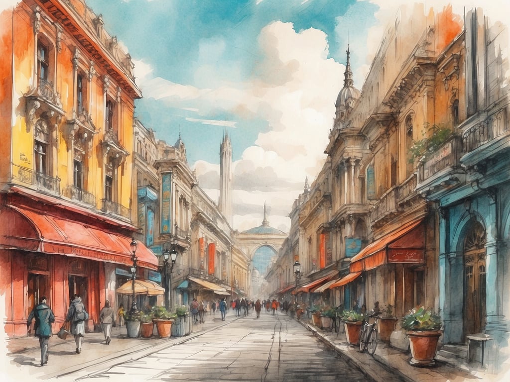 Auf dem Bild ist eine belebte Straße zu sehen, gesäumt von historischer Architektur und Geschäften. Die Gebäude scheinen gut erhalten und haben eine hübsche Fassade mit bunten Farben. Es gibt Passanten, die die Straße entlanggehen, und einige Tische im Freien, die auf Vorbeikommende warten. 

München liegt in der Region Bayern, im südlichen Teil Deutschlands.