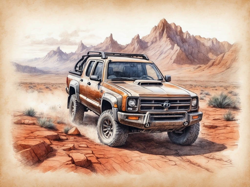 Auf dem Bild ist ein Geländewagen zu sehen, der durch eine sandige und felsige Landschaft fährt, umgeben von Bergen. 

Wenn du nach Island reist, ist es empfehlenswert, einen robusten Geländewagen zu mieten, idealerweise einen 4x4, um sicher auf den unbefestigten Straßen und in der rauen Natur zurechtzukommen. Modelle wie der Toyota Land Cruiser oder ähnliche Fahrzeuge sind aufgrund ihrer Leistungsfähigkeit und Zuverlässigkeit besonders gut geeignet.