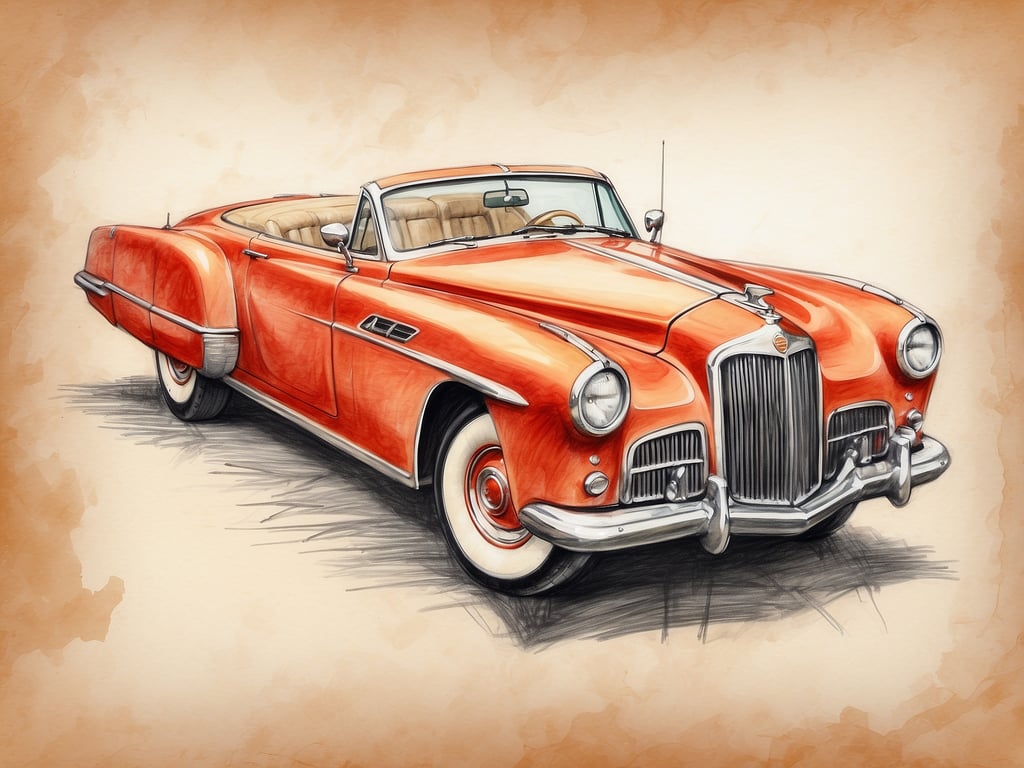 Auf dem Bild ist ein orangefarbener Oldtimer-Cabriolet zu sehen. 

Wenn wir über die teuersten Hotels der Welt sprechen, dann fallen Namen wie das **Burj Al Arab** in Dubai, das **The Seven Stars Galleria** in Mailand oder das **The Palms** in Las Vegas. Diese Hotels sind bekannt für ihre luxuriösen Annehmlichkeiten und atemberaubenden Ausblicke, ähnlich wie der beeindruckende und wertvolle Oldtimer auf dem Bild, der ein Zeichen von Luxus und Stil ist.