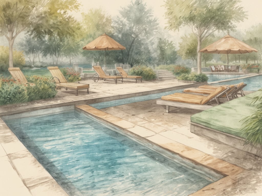 Auf dem Bild ist eine ruhige, entspannende Umgebung mit einem Poolbereich zu sehen. Es gibt Liegen, Sonnenschirme und gepflegte Gärten, die eine perfekte Kulisse für Erholung und Gesundheitsförderung bieten.

Hamburg ist ein ideales Ziel für Wellness-Enthusiasten aus mehreren Gründen:

1. **Vielfältige Wellnessangebote**: Die Stadt bietet eine Vielzahl von Wellnesshotels, Spas und Therme, die erstklassige Behandlungen und Entspannungstechniken anbieten.

2. **Natürliche Umgebung**: Mit ihren vielen Parks und Wasserwegen schafft Hamburg eine beruhigende Atmosphäre, die sich perfekt für Entspannung und Naturerlebnisse eignet.

3. **Zugang zu Gesundheitseinrichtungen**: Hamburg ist bekannt für seine hochwertigen Gesundheits- und Wellnesseinrichtungen, darunter Yoga-Studios, Fitnesszentren und Therapeuten, die auf verschiedene Bedürfnisse eingehen.

4. **Kulturelle Vielfalt**: Die Stadt bietet zahlreiche kulturelle Aktivitäten, die das Wohlbefinden fördern, wie Museen, Theater und Konzerte, die in entspannter Umgebung besucht werden können.

5. **Kulinarische Gesundheit**: Mit einer breiten Palette von Restaurants, die auch gesunde und biologische Optionen anbieten, können Wellness-Enthusiasten ihre Ernährung in den Fokus rücken.

Insgesamt verbindet Hamburg Wellness mit Kultur und Natur, was es zu einem idealen Ziel für Erholungssuchende macht.