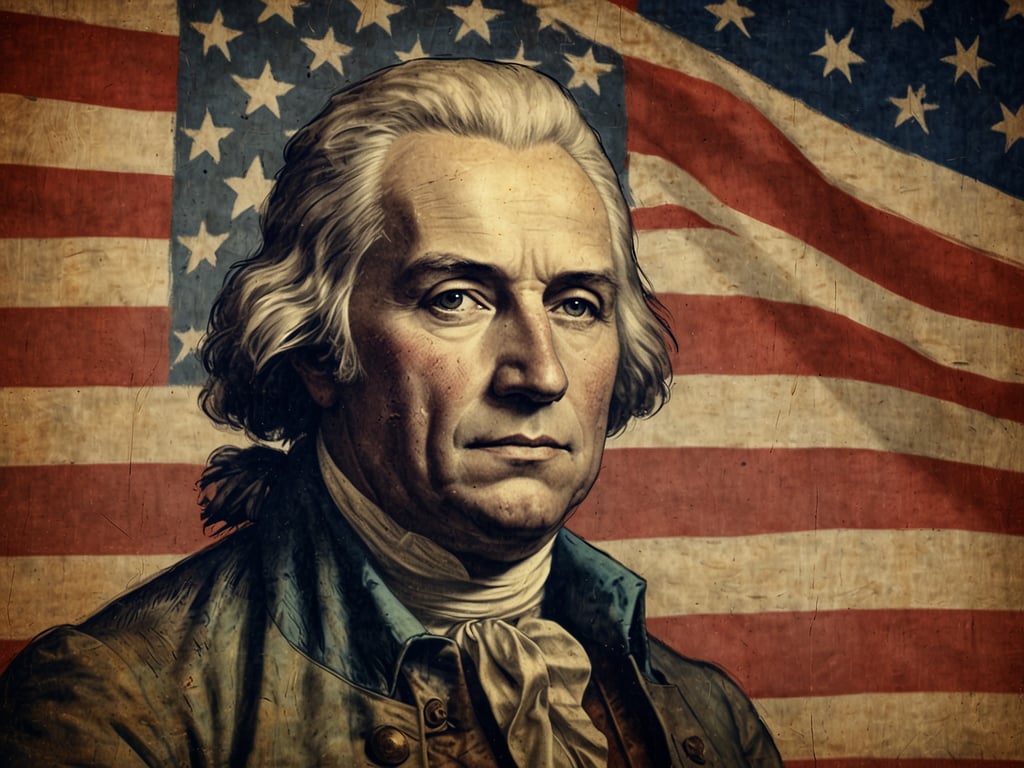 Auf dem Bild ist ein Mann vor einer amerikanischen Flagge zu sehen. Wer hat die USA gegründet? Die Gründung der USA wird oft mit den sogenannten Founding Fathers in Verbindung gebracht, zu denen unter anderem George Washington, Thomas Jefferson und Benjamin Franklin gehören.