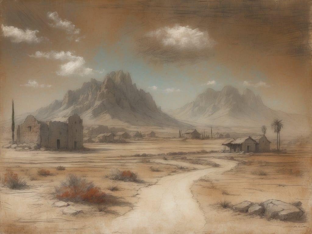 Auf dem Bild sind eine Landschaft mit hohen Bergen im Hintergrund und zerfallenen Gebäuden im Vordergrund zu sehen. Der Himmel ist klar mit einigen Wolken, und es gibt eine trockene, wüstenartige Umgebung.

In Spanien begrüßt man sich mit „¡Hola!“ oder „¡Buenos días!“ je nach Tageszeit.