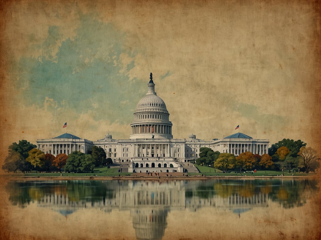 Auf dem Bild ist ein historisches Gebäude mit einer markanten Kuppel zu sehen, umgeben von Grünflächen und Bäumen, die die Architektur umrahmen. Diese Darstellung erinnert stark an das Kapitol in Washington, D.C. 

Wie heißt die Hauptstadt der USA? Washington, D.C.