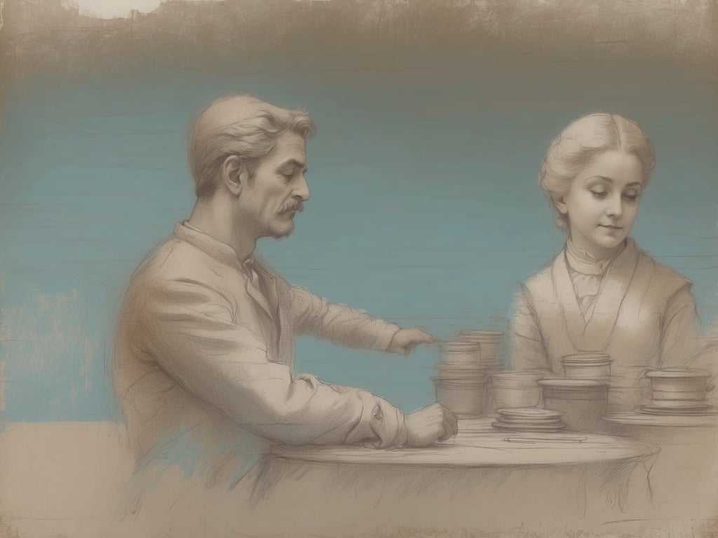 Auf dem Bild ist eine Szene abgebildet, in der ein Mann und eine Frau an einem Tisch sitzen und wahrscheinlich mit Gegenständen, wie Töpfen oder Schalen, arbeiten oder spielen. Die Farbgestaltung im Hintergrund ist in gedeckten Tönen gehalten.

Wie hoch ist die Mehrwertsteuer in Spanien? In Spanien beträgt die allgemeine Mehrwertsteuer 21%, es gibt jedoch auch ermäßigte Sätze von 10% und 4% für bestimmte Produkte und Dienstleistungen.