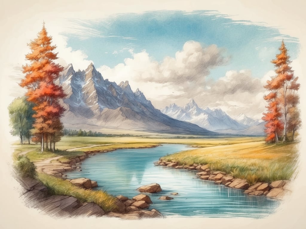 Auf dem Bild ist eine wunderschöne Landschaft mit Bergen, einem ruhigen Gewässer, einem Fluss, der durch die Szene fließt, und bunten Bäumen zu sehen. Die Berge im Hintergrund sind majestätisch, während der Himmel mit einigen Wolken verziert ist.

Wie lang ist der Lago Maggiore? Der Lago Maggiore ist etwa 65 Kilometer lang.