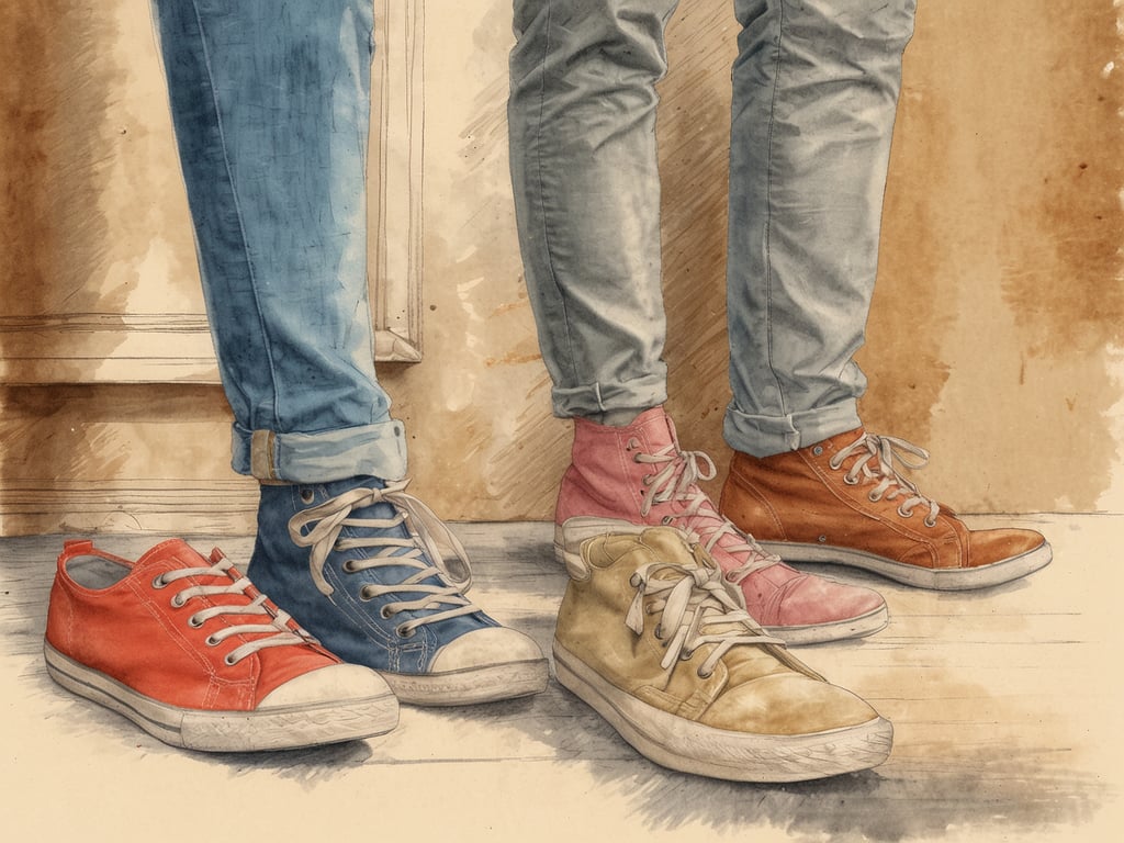 Auf dem Bild sind verschiedene Schuhe zu sehen, die teilweise zu verschiedenen Hosen passen. Die Farben sind bunt und variieren von Rot über Blau bis hin zu Pink und Beige.

Wenn du für eine Woche Urlaub packst, ist es ratsam, eine Mischung aus bequemer Kleidung mitzunehmen, um für verschiedene Anlässe gerüstet zu sein. Hier ist eine empfohlene Packliste:

1. **5-7 T-Shirts** oder Blusen
2. **2-3 Hosen** (einschließlich Jeans oder Shorts)
3. **1-2 Kleider** (optional, für besondere Anlässe)
4. **1-2 Jacken** oder gemütliche Pullover
5. **Unterwäsche** für die Woche
6. **Socken** (1 Paar für jeden Tag)
7. **Bequeme Schuhe** (zum Beispiel die auf dem Bild)
8. **Flip-Flops** oder Sandalen (je nach Urlaubsort)

So bist du gut vorbereitet und hast genügend Kleidung für verschiedene Aktivitäten.
