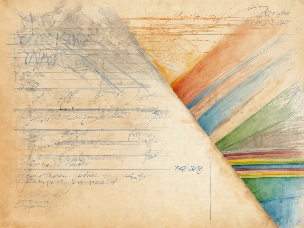 Auf dem Bild ist eine alte, teilweise verwischte oder abgenutzte Seite zu sehen, die sowohl handschriftliche Notizen als auch bunte, aquarellartige Farbbereiche enthält. Es handelt sich vermutlich um eine Art künstlerisches oder kreatives Werk, das eine Kombination aus Schrift und Farbe darstellt.

Zu deiner Frage: Bei einer 3-Tage-Woche in Deutschland hat man in der Regel Anspruch auf 20 bis 30 Tage Urlaub pro Jahr, je nach vertraglicher Regelung. Das bedeutet, dass man für eine 3-Tage-Woche in etwa 12 bis 18 Urlaubstage pro Jahr erwarten kann, abhängig von der Vereinbarung mit dem Arbeitgeber.