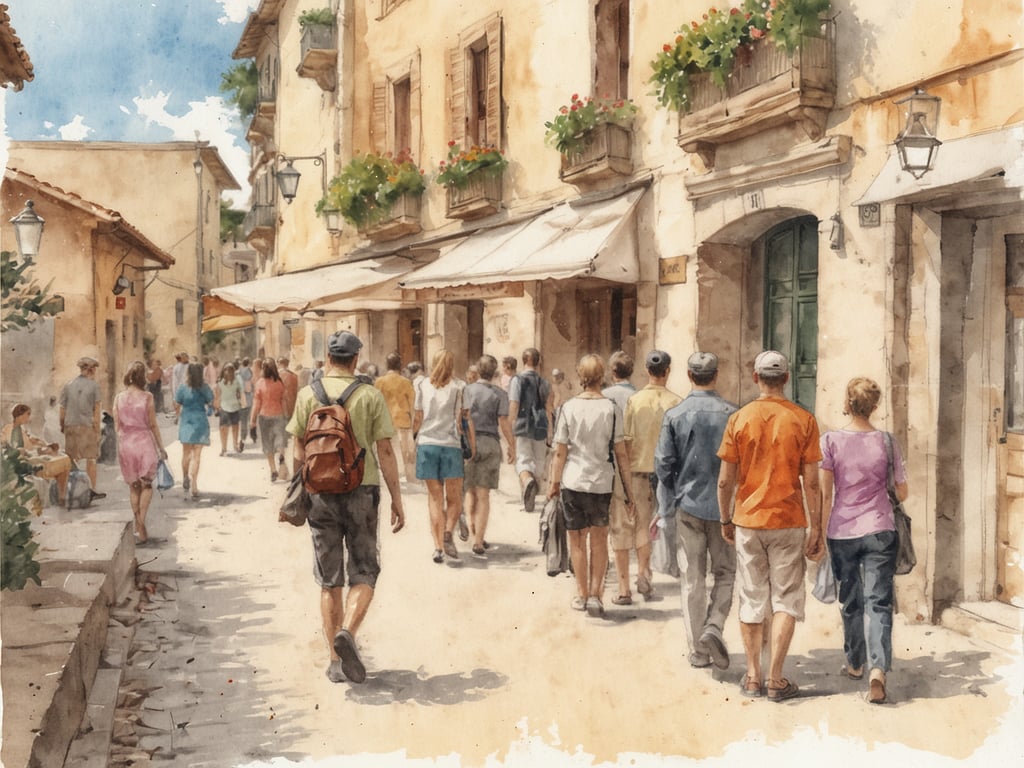 Auf dem Bild ist eine geschäftige Straße zu sehen, auf der viele Menschen spazieren gehen. Die Architektur der Gebäude ist mediterran, mit hellen Fassaden und begrünten Balkonen. Es scheint, als ob es ein angenehmer Tag ist, und die Atmosphäre wirkt freundlich und einladend.

Wie viele Deutsche leben auf Mallorca? Schätzungen zufolge leben rund 40.000 bis 50.000 Deutsche dauerhaft auf Mallorca, wobei die Zahl während der Touristensaison deutlich ansteigt.