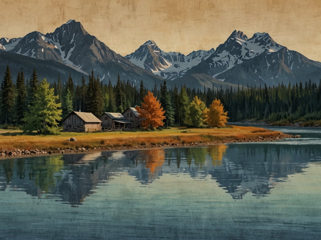 Auf dem Bild sind Berge, eine ruhige Wasseroberfläche und einige Gebäude in einer ländlichen Umgebung zu sehen. Es sieht aus wie eine malerische Landschaft mit Bäumen, die verschiedene Farben haben, möglicherweise im Herbst.

Wie viele Einwohner hat Kanada? Kanada hat etwa 39 Millionen Einwohner.