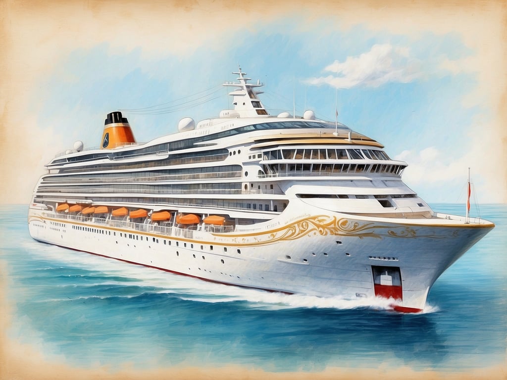 Auf dem Bild ist ein Kreuzfahrtschiff zu sehen, das sich auf dem Wasser befindet. Es hat eine elegante Gestaltung mit einem orangefarbenen und weißen Farbschema. 

MSC Cruises verfügt über mehr als 20 Schiffe in seiner Flotte, die zu den größten und modernsten Kreuzfahrtschiffen der Welt gehören.