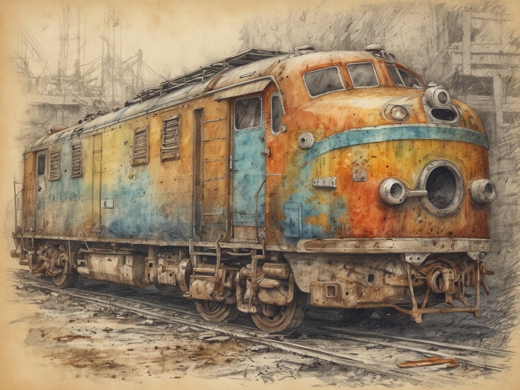 Auf dem Bild ist eine alte Lokomotive zu sehen, die von der Zeit gezeichnet ist und in einem eher verlassenen Umfeld steht. Ihre leuchtenden Farben und der rustikale Zustand verleihen ihr einen nostalgischen Charme.

**Tipps für einen unvergesslichen Besuch:**

1. **Besichtigungen planen:** Informiere dich über lokale Museen oder Eisenbahnausstellungen, die historische Lokomotiven zeigen.

2. **Fotomöglichkeiten nutzen:** Bring eine Kamera mit und halte die einzigartigen Details der Lokomotive fest.

3. **Geschichte erfahren:** Nimm an Führungen teil oder lese Schilder, um mehr über die Geschichte der Eisenbahn und der Lokomotive zu erfahren.

4. **Frühzeitig da sein:** Besuche den Ort früh am Tag, um Menschenmengen zu vermeiden und in Ruhe zu genießen.

5. **Essen & Trinken:** Suche nach einem gemütlichen Café in der Nähe, um lokale Spezialitäten zu probieren.

6. **Souvenirs sammeln:** Schau nach Souvenirs, die mit der Eisenbahngeschichte verbunden sind, um eine bleibende Erinnerung mit nach Hause zu nehmen.