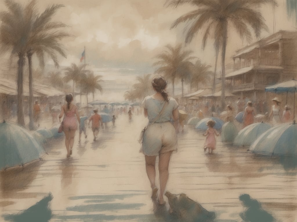 Auf dem Bild ist eine belebte Strandpromenade zu sehen, wo Menschen zwischen Palmen spazieren. Es sind viele farbige Sonnenschirme und Kinder zu erkennen, die spielen. 

Wenn du mit Kindern an die polnische Ostsee fahren möchtest, gibt es dort viele kinderfreundliche Strände, Spielplätze und Aktivitäten wie Wassersport oder Bootstouren. Die Atmosphäre ist oft entspannt und ideal für Familienausflüge.