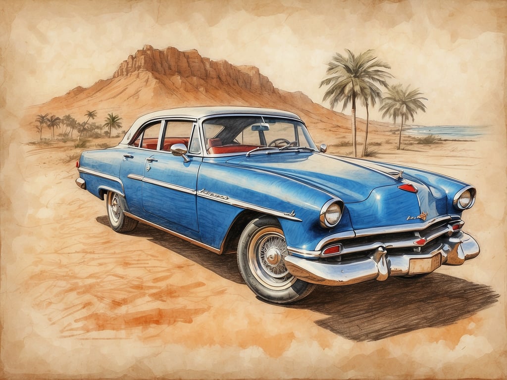 Auf dem Bild ist ein blauer, klassischer Oldtimer zu sehen, der auf einem sandigen, vielleicht wüstenähnlichen Gelände steht. Im Hintergrund sind einige Palmen und eine bergige Landschaft zu erkennen.

Die Kapverden gehören zu einem unabhängigen Inselstaat im zentralen Atlantik. Sie sind politisch und kulturell eigenständig und haben keine Zugehörigkeit zu einem anderen Land.